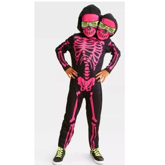 Two Headed Skeleton Halloween Costume Jumper, Kids Size: Large Ages: 10-12 Years - Picture 1 of 12